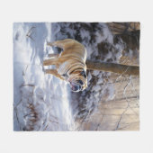Bulldog lassen es Schnee Weihnachten gebürstet Fleecedecke (Vorderseite (Horizontal))