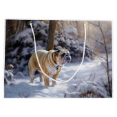 Bulldog lassen es Schnee Weihnachten gebürstet Große Geschenktüte (Rückseite)