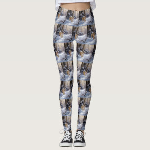 Bulldog lassen es Schnee Weihnachten gebürstet Leggings