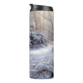 Bulldog lassen es Schnee Weihnachten gebürstet Thermosbecher (Nach rechts gedreht)