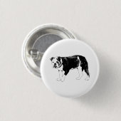 Bulldog Laune, Schwarz-Weiß-Spaß Button (Vorne & Hinten)