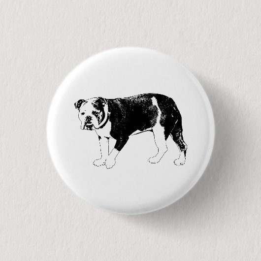 Bulldog Laune, Schwarz-Weiß-Spaß Button (Vorderseite)