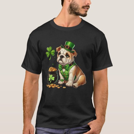 Bulldog Leprechaun St Patricks Day Shamrock Kids C T-Shirt (Vorderseite)