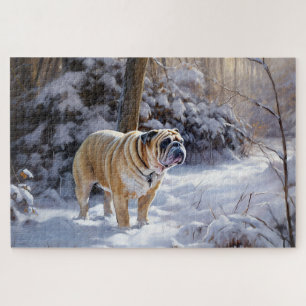 Bulldog Let It Snow Weihnachten Gebürstet Puzzle