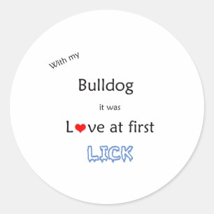 Bulldog Lick Design Runder Aufkleber