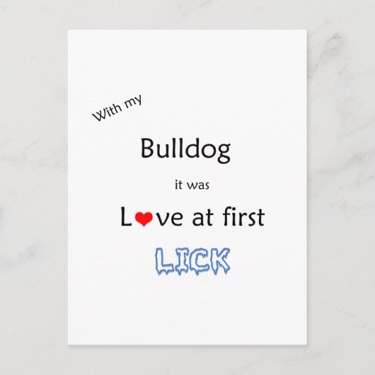 Bulldog-Liebe bei First Lick Postkarte (Vorderseite)
