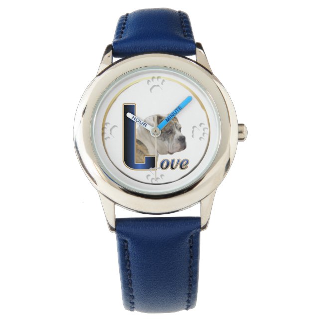 Bulldog Liebe Kunstgeschenke Armbanduhr (Vorderseite)