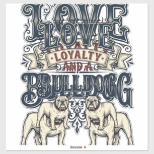 Bulldog-Liebe-Shirt Vintage-Gravur-Hunde-Zitat Des Aufkleber