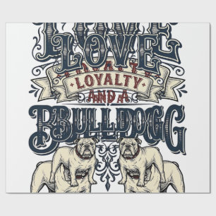 Bulldog-Liebe-Shirt Vintage-Gravur-Hunde-Zitat Des Geschenkpapier