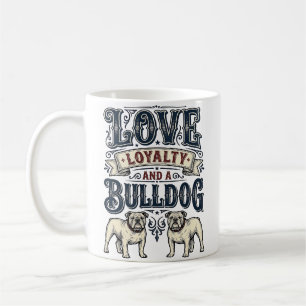 Bulldog-Liebe-Shirt Vintage-Gravur-Hunde-Zitat Des Kaffeetasse