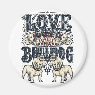 Bulldog-Liebe-Shirt Vintage-Gravur-Hunde-Zitat Des Magnet