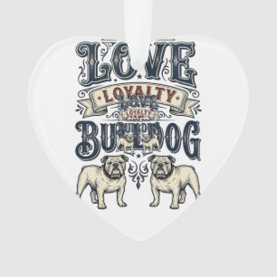 Bulldog-Liebe-Shirt Vintage-Gravur-Hunde-Zitat Des Ornament