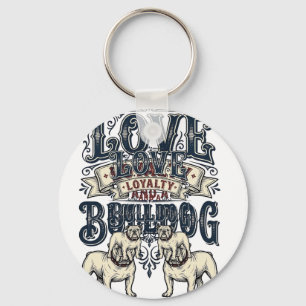 Bulldog-Liebe-Shirt Vintage-Gravur-Hunde-Zitat Des Schlüsselanhänger