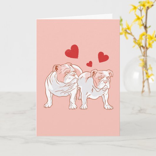 Bulldog Liebe Valentine Karte (Gelbe Blume)