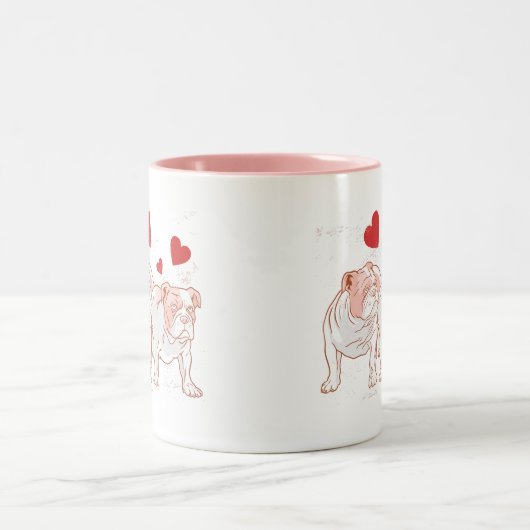 Bulldog-Liebe Zweifarbige Tasse (Mittel)
