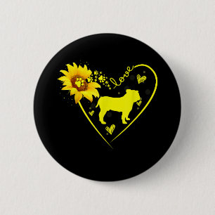 Bulldog Liebhaber Liebe Bulldog Sonnenblume Hund Button