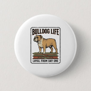 Bulldog-Liebhaber-Shirt Vintage gravierte Hundekun Button