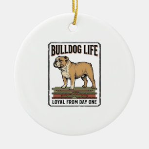 Bulldog-Liebhaber-Shirt Vintage gravierte Hundekun Keramik Ornament