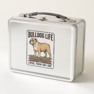 Bulldog-Liebhaber-Shirt Vintage gravierte Hundekun Metall Brotdose