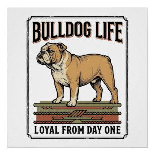 Bulldog-Liebhaber-Shirt Vintage gravierte Hundekun Poster