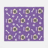 Bulldog, Lila Personalisierter Hund Fleecedecke (Vorderseite (Horizontal))