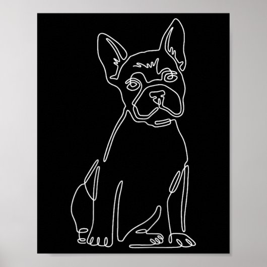 Bulldog Line Art Niedlich Fun Dog Mama Poster (Vorne)