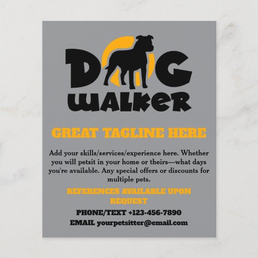 Bulldog Logo Hund Walker Pet Sitting Flyer (Vorne)