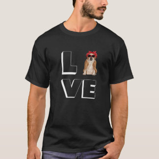 Bulldog Love Heart Sunglasses Dog English Bulldog T-Shirt