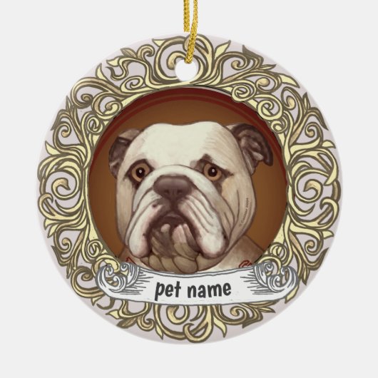 Bulldog-Love-Memory-Ornament Keramik Ornament (Vorne)