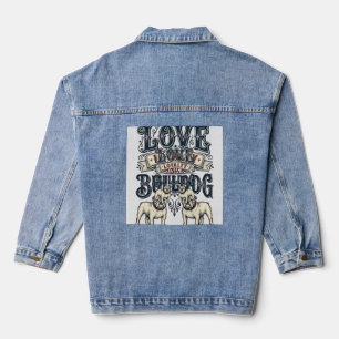Bulldog Love Shirt Vintage Gravur Hunde Zitat Des Jeansjacke
