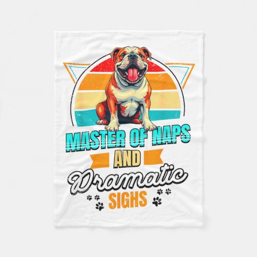 Bulldog Lover Funny Bulldog Retro Fleecedecke (Vorderseite)