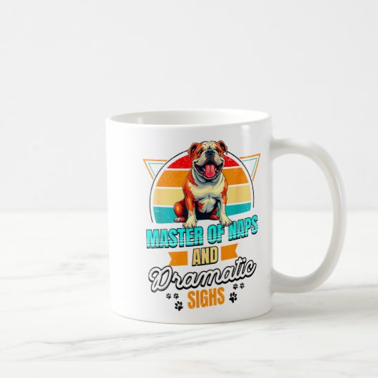Bulldog Lover Funny Bulldog Retro Kaffeetasse (Rechts)