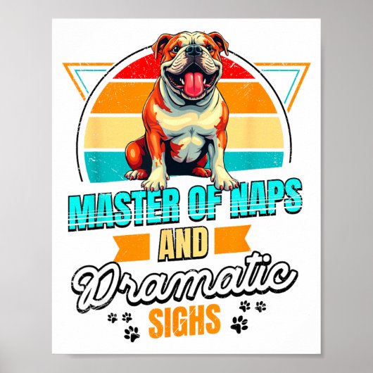 Bulldog Lover Funny Bulldog Retro  Poster (Vorne)