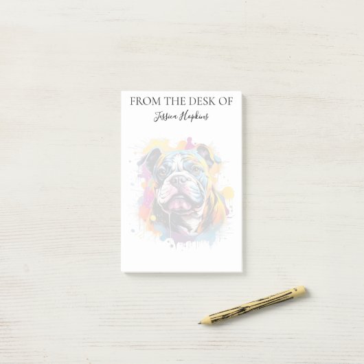 Bulldog Lover Monogrammed Dog Post-it Klebezettel (Auf Schreibtisch)