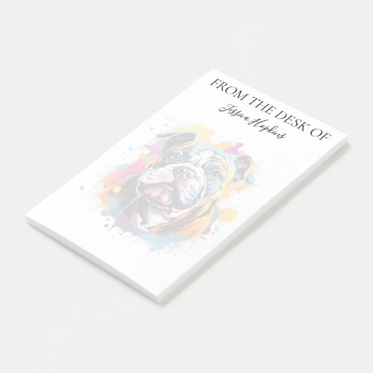 Bulldog Lover Monogrammed Dog Post-it Klebezettel (angewinkelt)