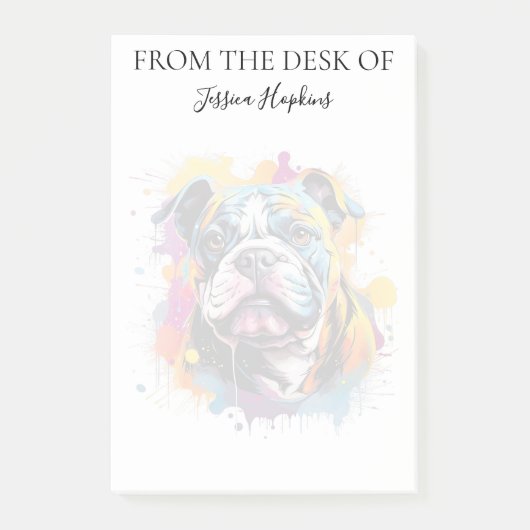 Bulldog Lover Monogrammed Dog Post-it Klebezettel (Vorderseite)