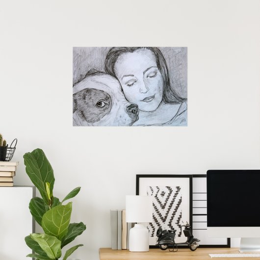 Bulldog Lover Pet Eigentümer Stift Zeichnend Kunst Poster (Heimbüro)
