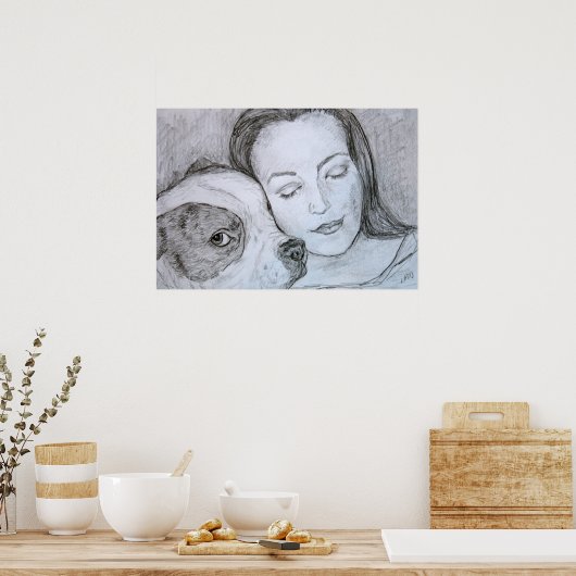 Bulldog Lover Pet Eigentümer Stift Zeichnend Kunst Poster (Küche)