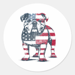 Bulldog Lovers American Flag Patriotic United Stat Runder Aufkleber