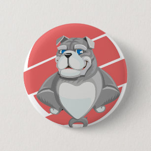 Bulldog Lustiger Cartoon Button