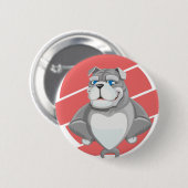 Bulldog Lustiger Cartoon Button (Vorne & Hinten)