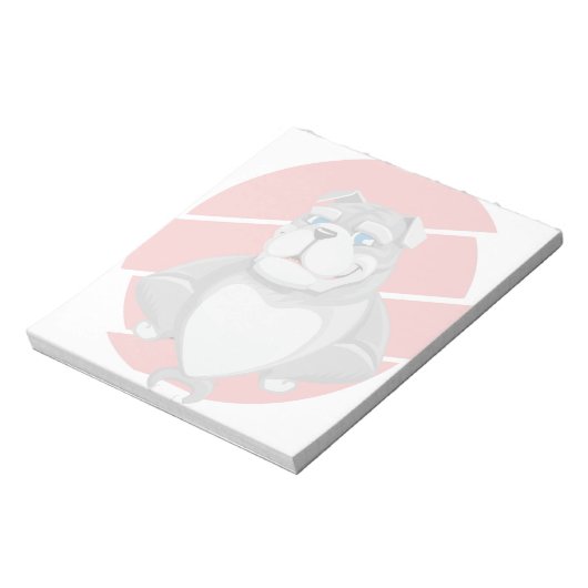 Bulldog Lustiger Cartoon Notizblock (Rotiert)
