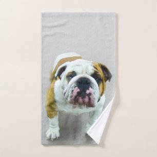Bulldog-Malerei - Niedliche Original-Hunde-Kunst Badhandtuch Set