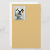 Bulldog-Malerei - Niedliche Original Hunde-Kunst Briefpapier (Vorne/Hinten)
