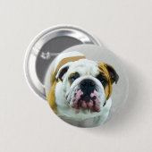 Bulldog-Malerei - Niedliche Original Hunde-Kunst Button (Vorne & Hinten)