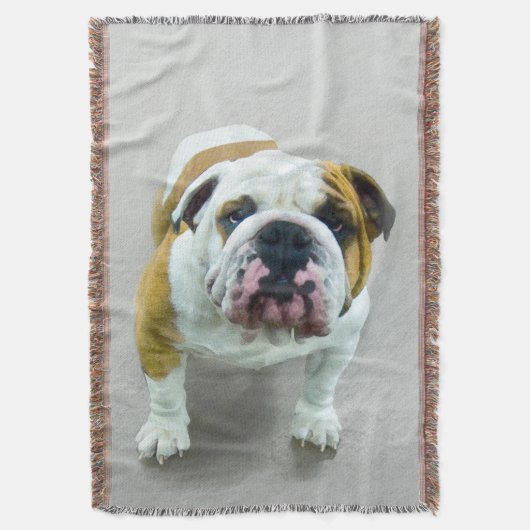 Bulldog-Malerei - Niedliche Original Hunde-Kunst Decke (Vorderseite Vertikal)