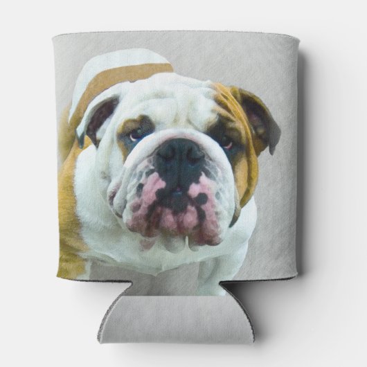 Bulldog-Malerei - Niedliche Original Hunde-Kunst Dosenkühler (Rückseite)