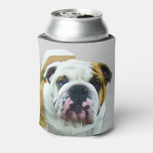 Bulldog-Malerei - Niedliche Original Hunde-Kunst Dosenkühler (Kanne Rückseite)