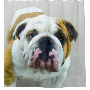 Bulldog-Malerei - Niedliche Original Hunde-Kunst Duschvorhang