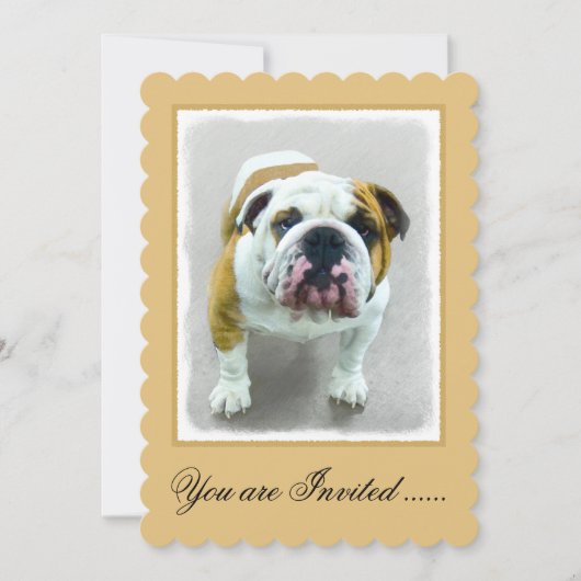 Bulldog-Malerei - Niedliche Original Hunde-Kunst Einladung (Vorderseite)